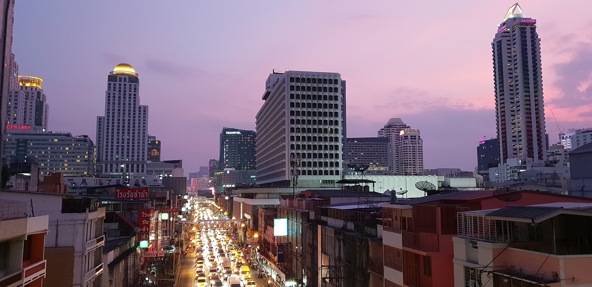 Bangkok skyline showing the Sukhumvit district