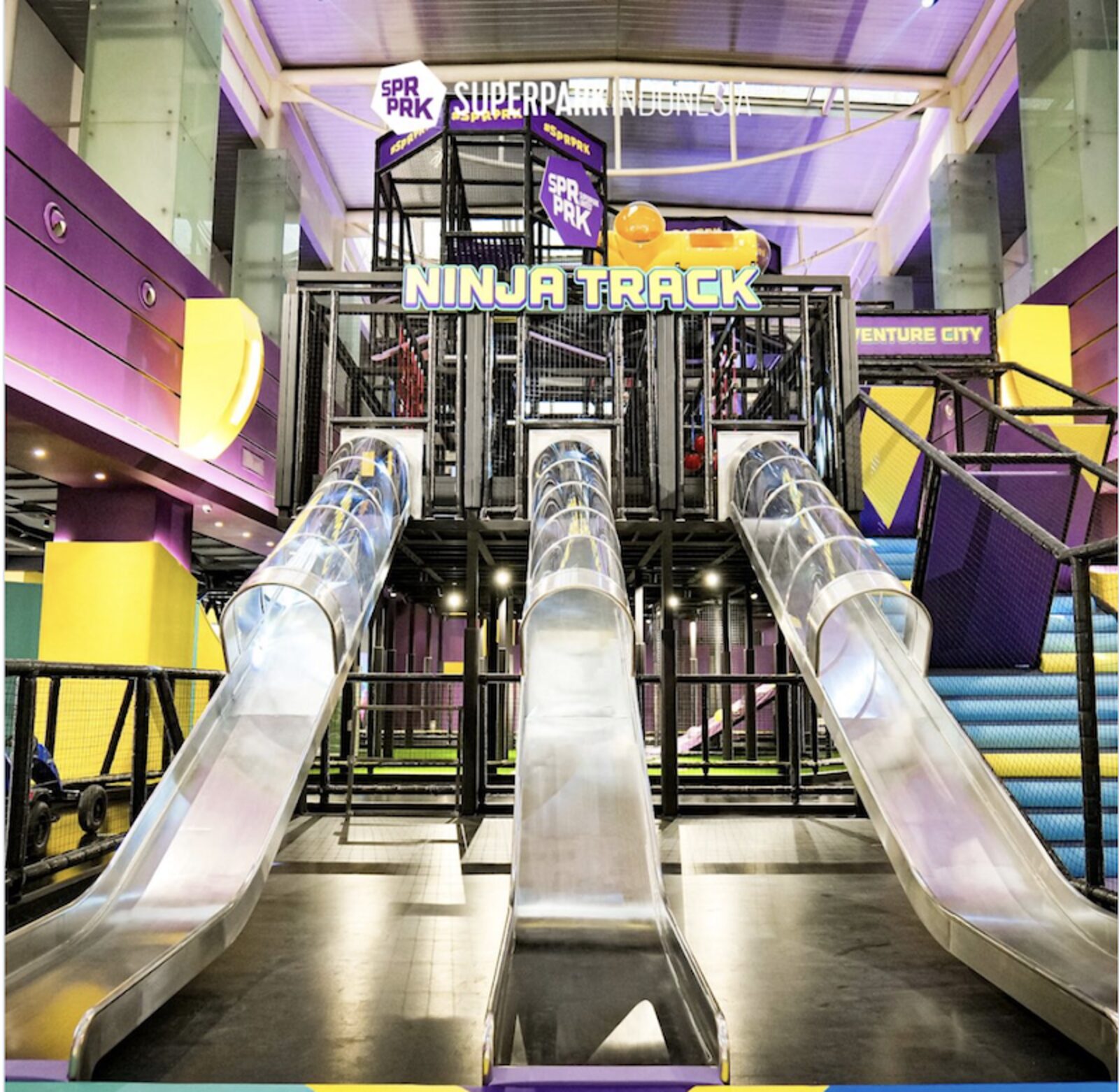 Children on the trampolines at SuperPark Indonesia, Pondok Indah Mall 2