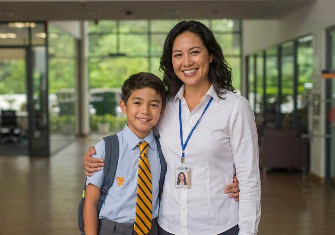 A mother and son at The Independent School of Jakarta